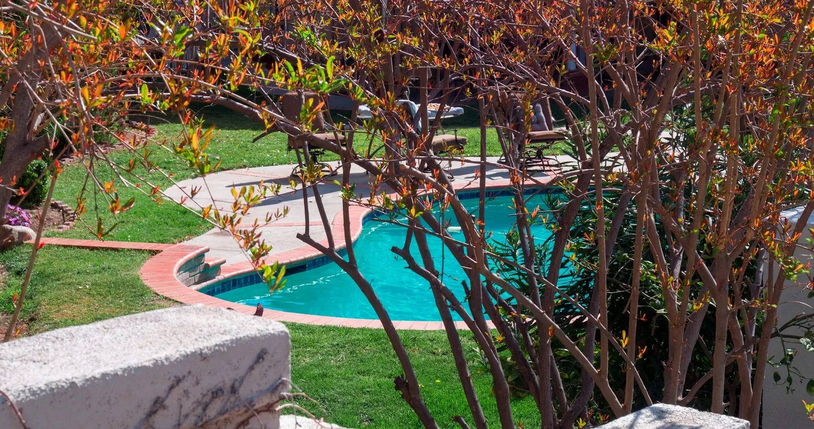 Piscine en fin d'hivernage en Gironde avec niveau d'eau anormalement bas